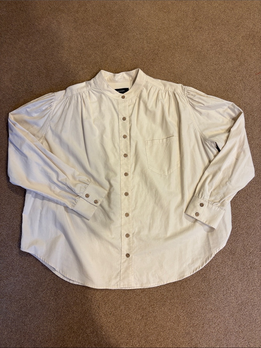 Karen Kane Ivory Band-Collar Button Front Shirt